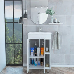 Vanity Akron, Double Door Cabinet, White Finish