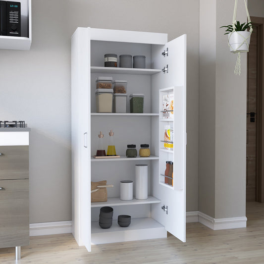 Pantry Cabinet, Five Shelves, White Finish.