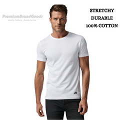 PBG 3 Pack Men's 100% Cotton White T-shirt Crew Neck Polo