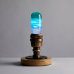 C.P.LIGHT Blue Green Glass Lamp Bulb with Wooden Base