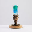 C.P.LIGHT Blue Green Glass Lamp Bulb with Wooden Base