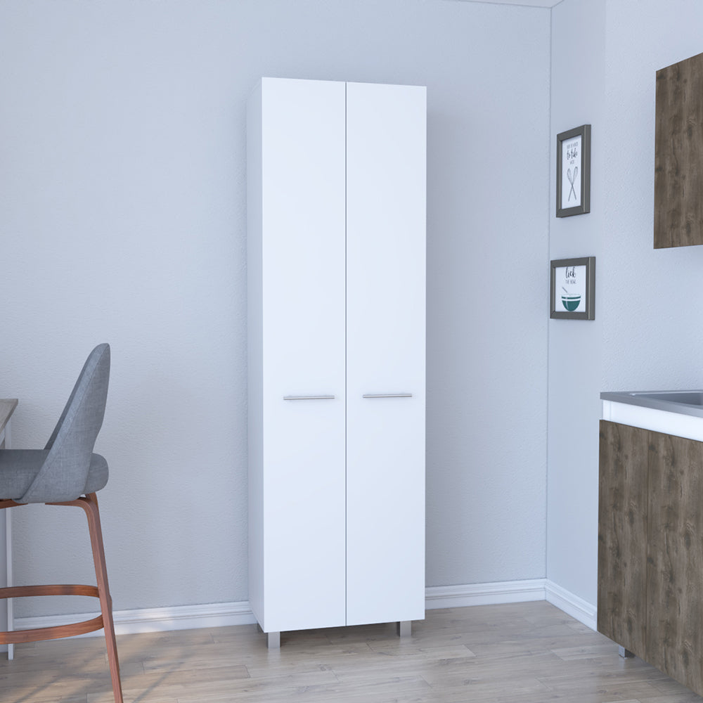 Pantry Cabinet, Five Interior Shelves, White Finish