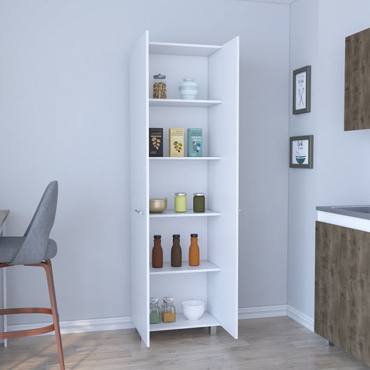 Pantry Cabinet, Five Interior Shelves, White Finish