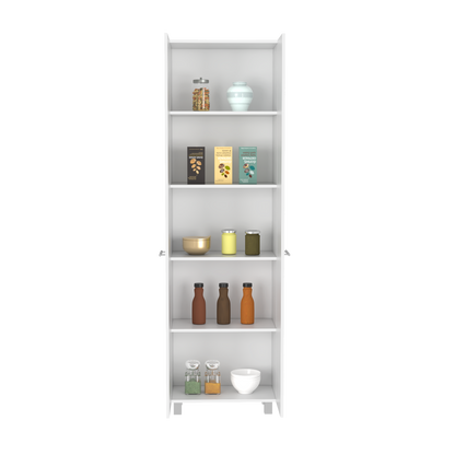 Pantry Cabinet, Five Interior Shelves, White Finish