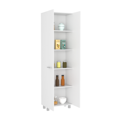 Pantry Cabinet, Five Interior Shelves, White Finish