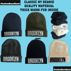 Classic NY Winter Hat Beanies with Thick Fur