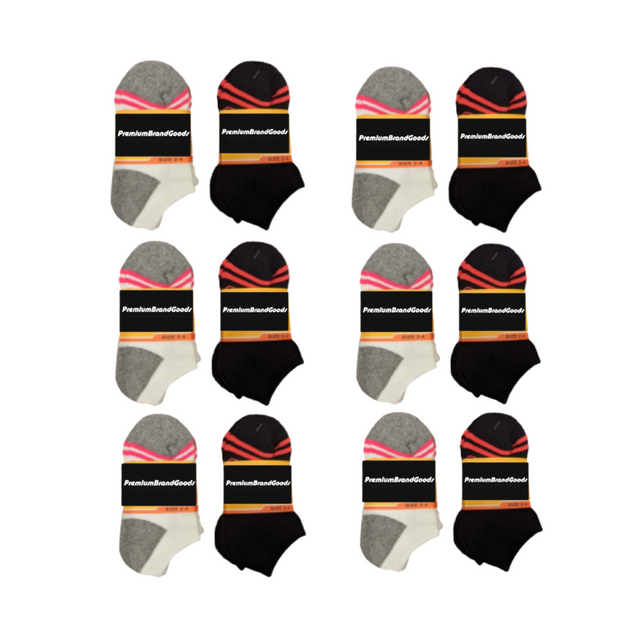 Chaussettes basses en coton mélangé pour enfants PBG, tailles 2 à 4, noir et blanc.