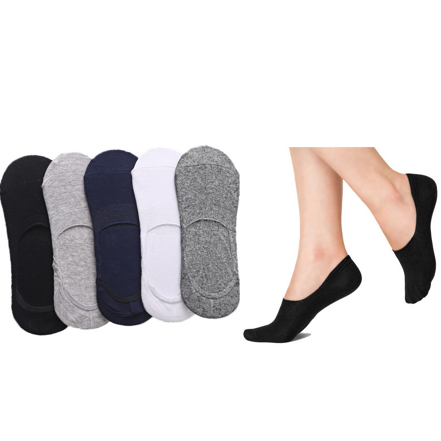 Women's No Show Socks Assorted Colors Bundle 10-13.