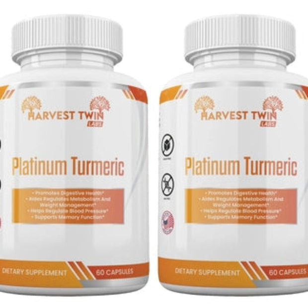 Harvest Twin Platinum Turmeric Capsules for Digestive Health & Memory Support - 60 Count