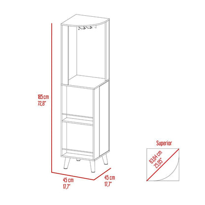 Dark Brown ,Corner Bar Cabinet Plex, Cup Rack, Two External Shelves