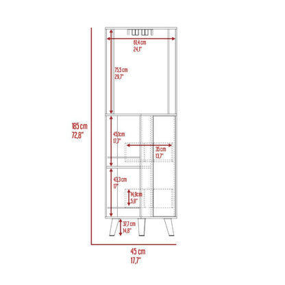 Dark Brown ,Corner Bar Cabinet Plex, Cup Rack, Two External Shelves