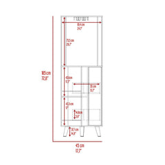 Corner Bar Cabinet Plex, Cup Rack, Two External Shelves, Dark Brown