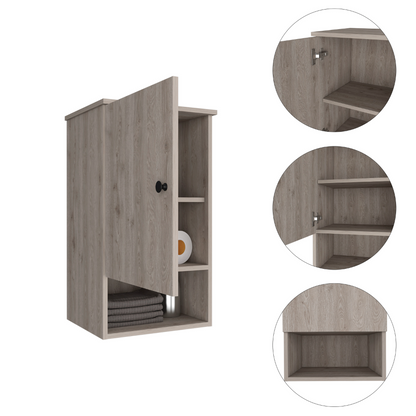 Medicine Cabinet, Two Internal Shelves, Light Gray Finish