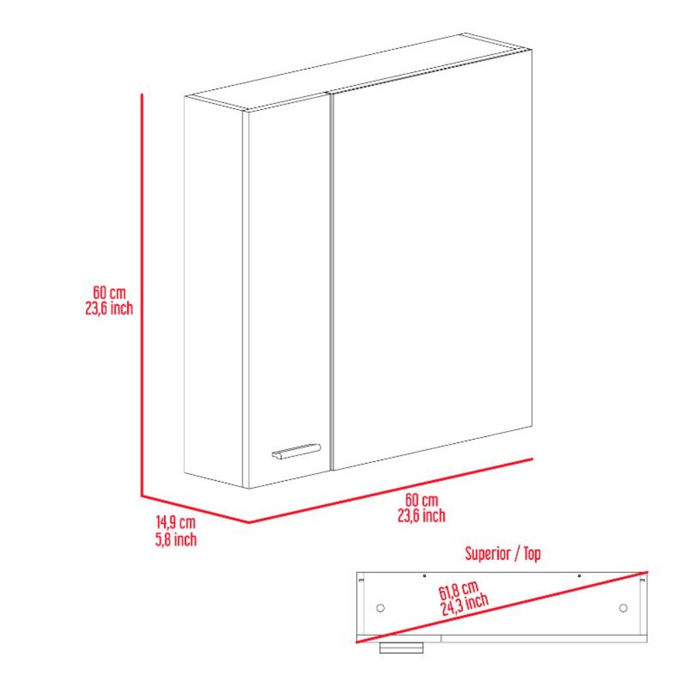 Medicine Cabinet, Four Internal Shelves, Single Door, Light