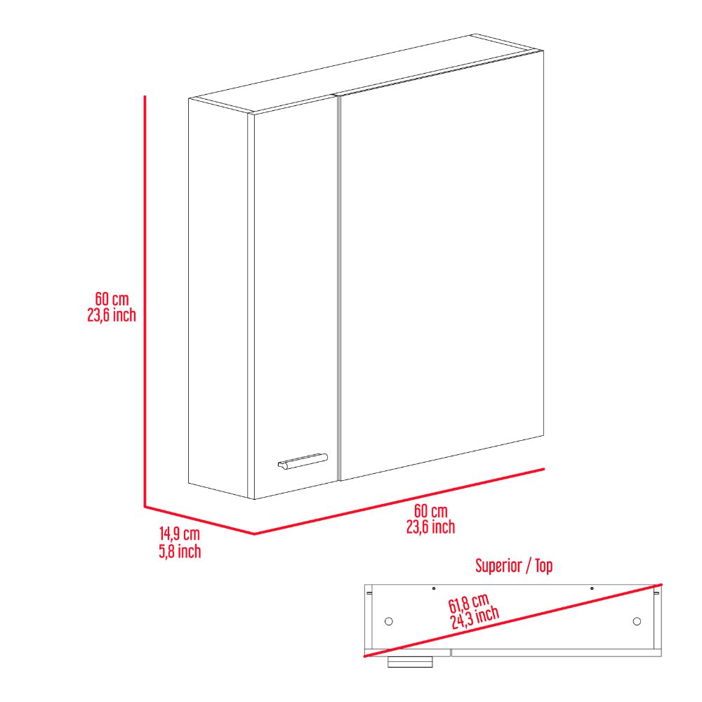 Medicine Cabinet, Four Internal Shelves, Single Door, White