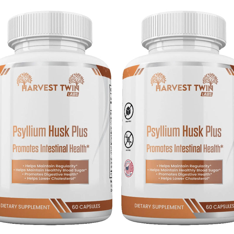 Harvest Twin Psyllium Husk Capsules for Intestinal Health - 60 Count