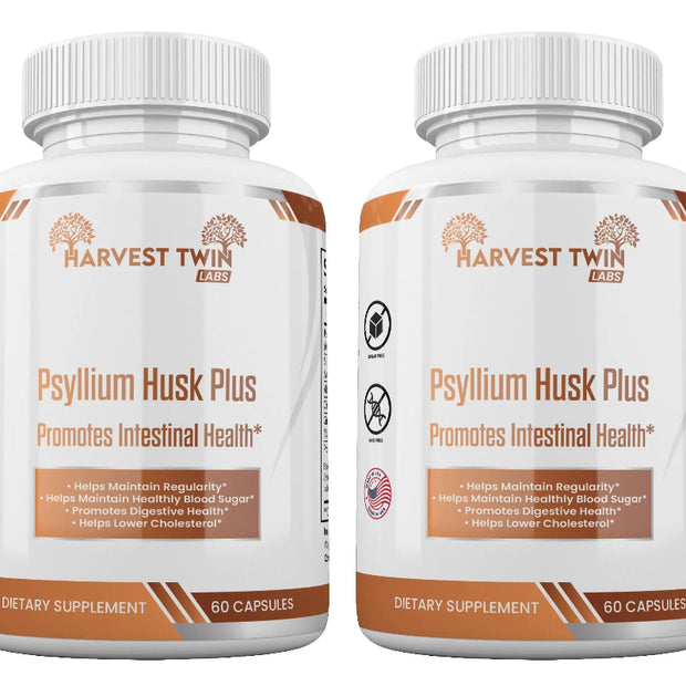 Harvest Twin Psyllium Husk Capsules for Intestinal Health - 60 Count