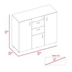 Double Door Cabinet Dresser Quizz, Two Drawers, Single Cabinet, Rod,