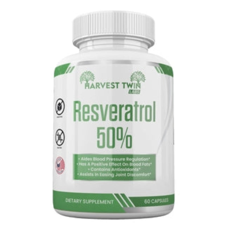 Harvest Twin Labs Resveratrol 50% Dietary Supplement – Antioxidant Support Capsules (60 Capsules)