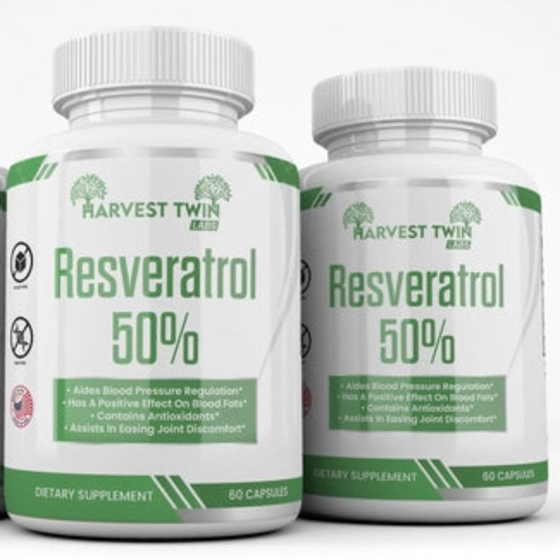 Harvest Twin Labs Resveratrol 50% Dietary Supplement – Antioxidant Support Capsules (60 Capsules)