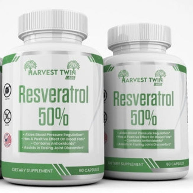 Harvest Twin Labs Resveratrol 50% Dietary Supplement – Antioxidant Support Capsules (60 Capsules)
