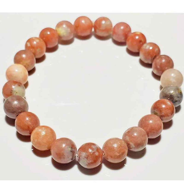 Orange Beaded Bracelet Natural Stone Stretch Jewelry