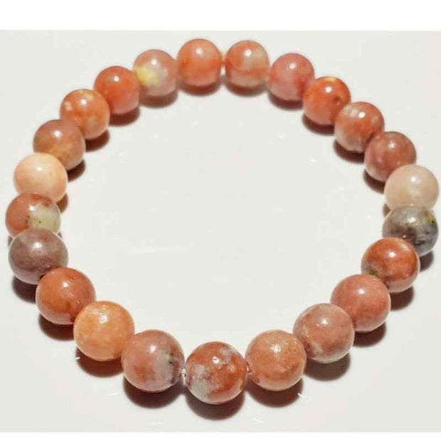 Orange Beaded Bracelet Natural Stone Stretch Jewelry