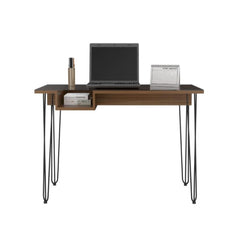 Desk Rolo140, One Shelf, Four Legs, Mahogany Finish