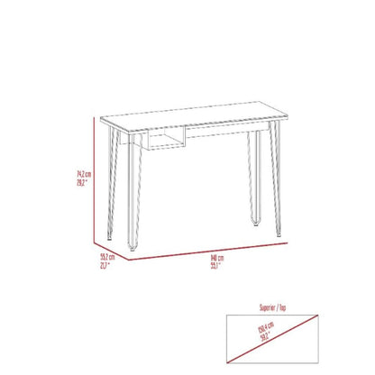 Desk, One Shelf, Four Legs, Mahogany Finish