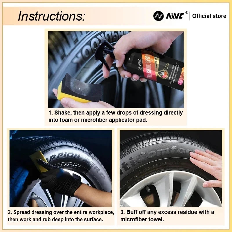 Tire Black Shine Spray High Gloss Rubber Tire Restorer
