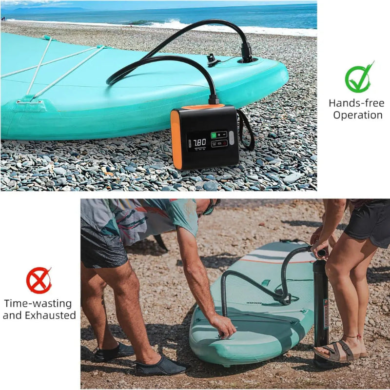 WESTTUNE Rechargeable Portable Electric Air Pump with Inflation, Deflation, LED Display and Nozzle Set