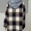 Women's Plaid Hooded Jacket – Long Sleeve Button-Up Casual Coat