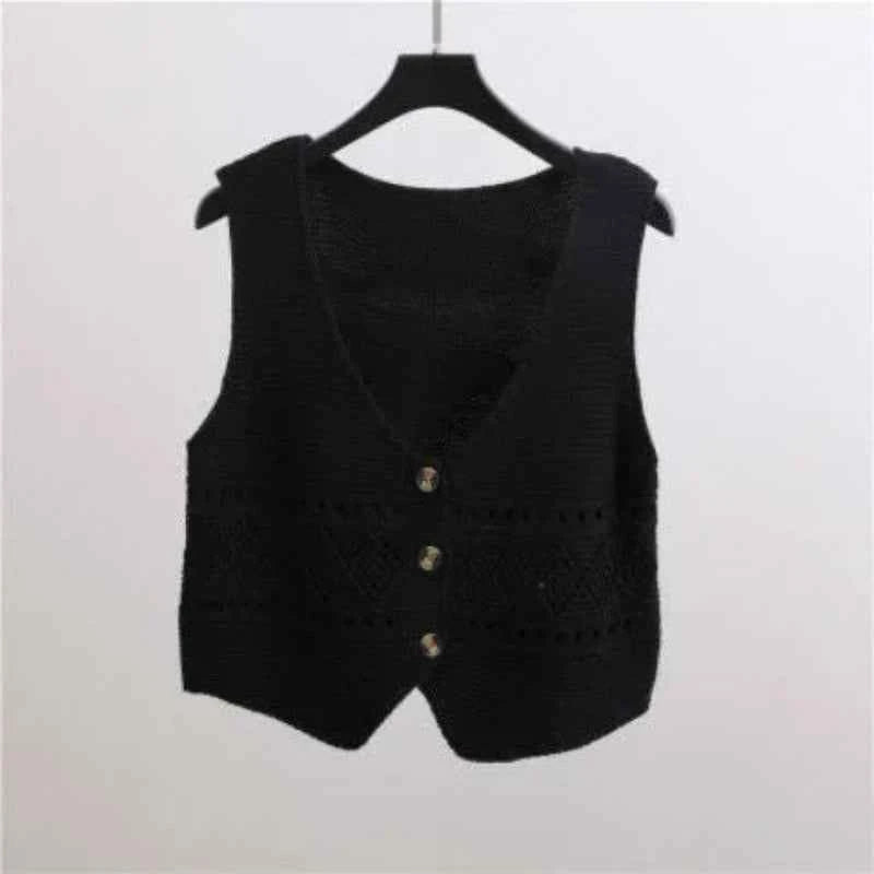 Knitted Button-Up Crop Vest – Stylish Casual Wear for Women | Multi-Color Options
