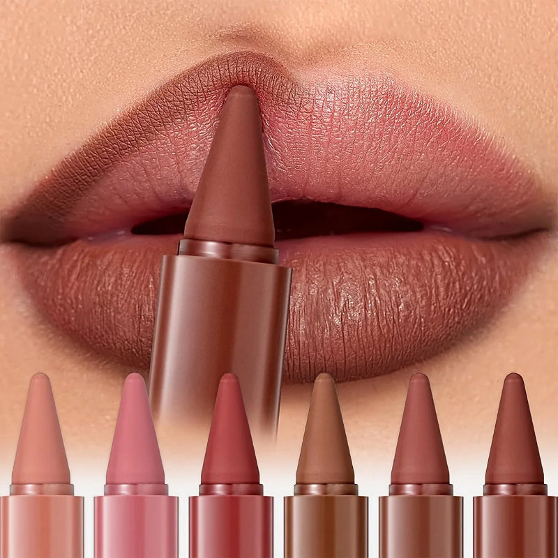 6-Color Mini Lip Liner & Lipstick Pencil – 2-in-1 Waterproof Matte Lip Makeup