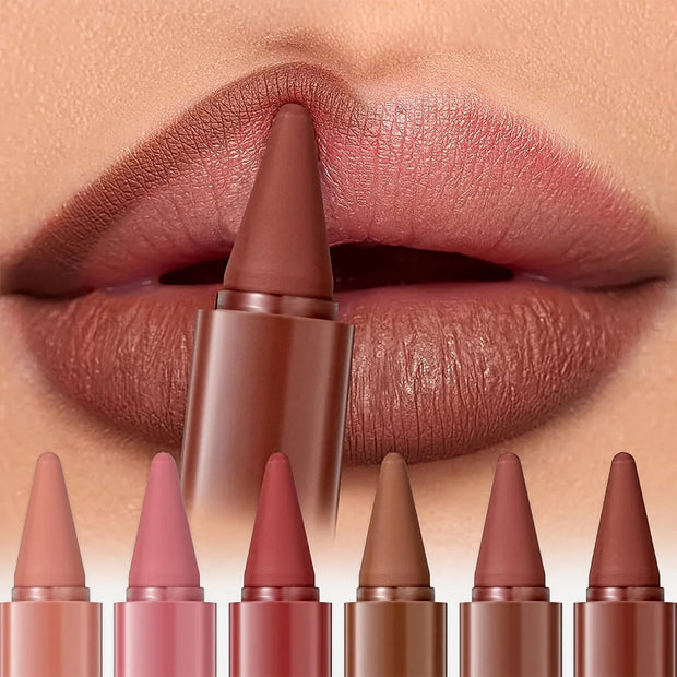 6-Color Mini Lip Liner & Lipstick Pencil – 2-in-1 Waterproof Matte Lip Makeup