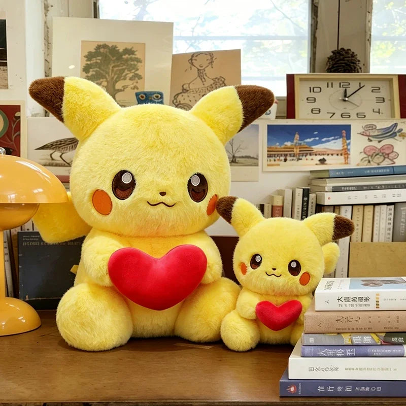 Pikachu Heart Holding Plush Toy - 30cm, 50cm & 60cm