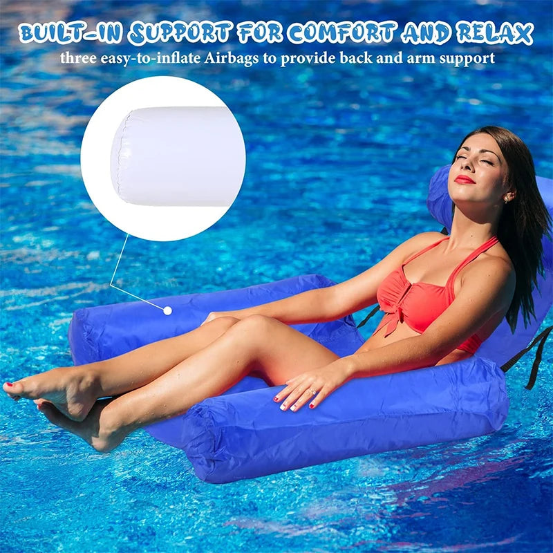 Inflatable Pool Lounger – Floating Chair with Backrest & Armrests | Multi-Color Summer Float