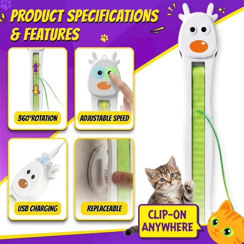 Automatic Interactive Cat Toy Flying Rope | Self Play Motion Teaser Toy for Cats & Kittens Stress Relief