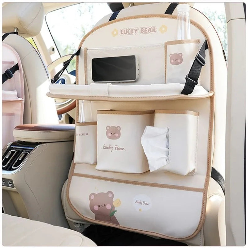 Car Seat Back Organizer Rear Hanging Storage Bag with Table Tray