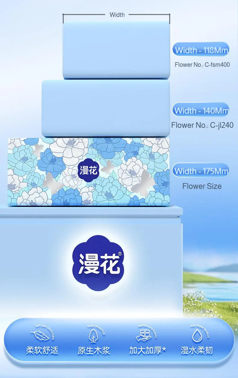 Manhua Household Tissue Paper 20 Packs Bulk 400 Sheets Each Thickened Soft Disposable Napkins for Home Daily Cleaning Face Towel