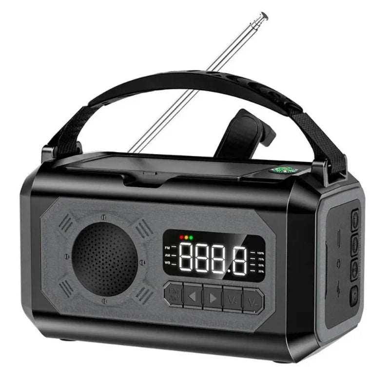 STONEGO 12000mAh Solar Hand Crank Emergency Radio – Dual Solar Panels, AM/FM NOAA & Reading Light