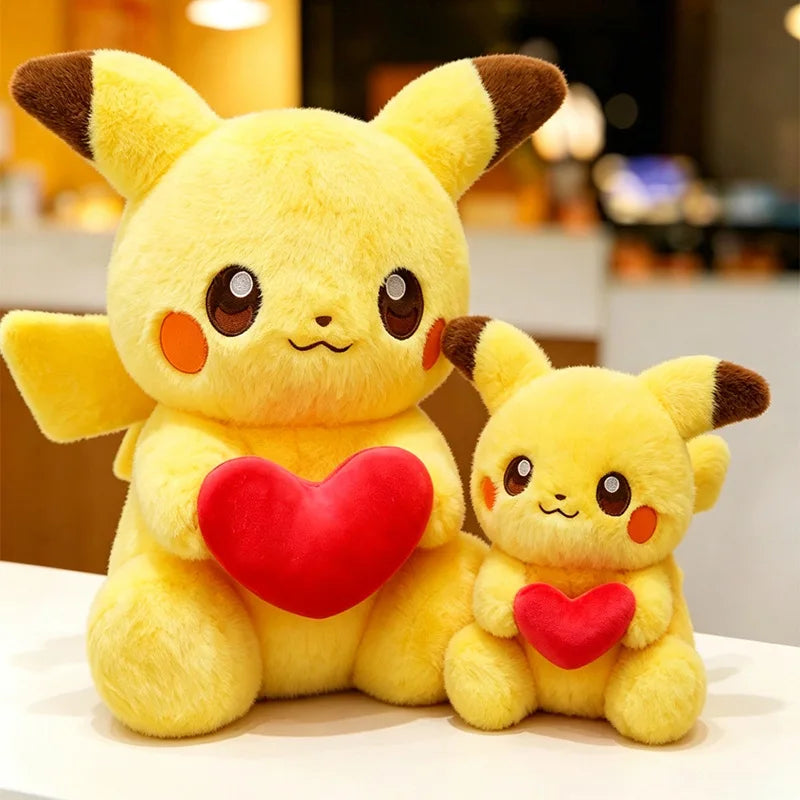 Pikachu Heart Holding Plush Toy - 30cm, 50cm & 60cm