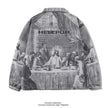Autumn Men Jacket Oversized Painting Printing Couples Thin Casual Jackets Male Female Silk Vintage Clothing Man Coats Outerwear