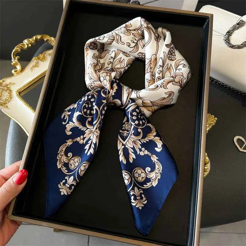 2025 New Fashion 70X70cmPrinted Women's Scarf Pashmina Silk Scarf Square Shawl Decorative Headband Neck Luxury Design Bandana
