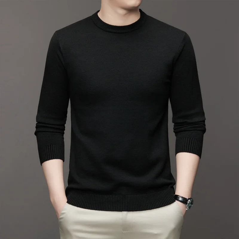 Men’s Classic Crewneck Knit Pullover Sweater – Long Sleeve Solid Color Casual Knitwear