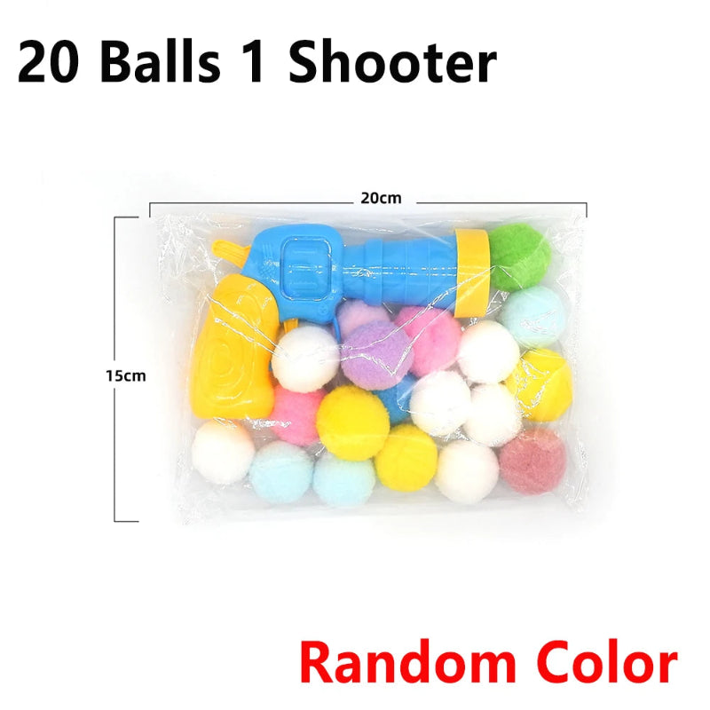 Interactive Cat Toy Shooting Gun with Plush Pom Pom Balls | Funny Pet Training Toy for Cats & Kittens
