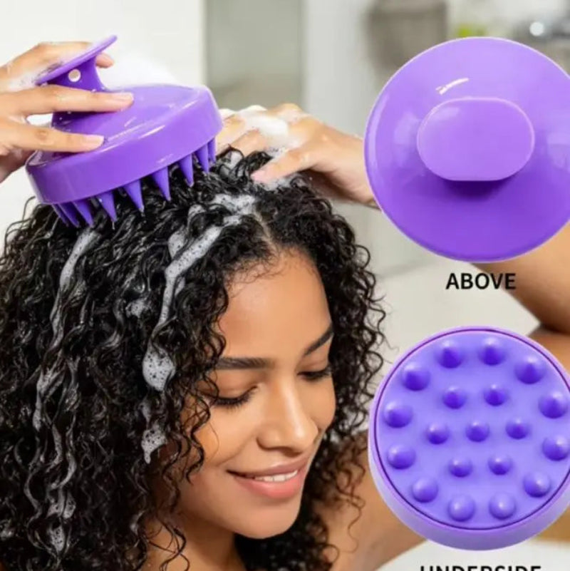 Purple Scalp Massage Shampoo Brush with Handle & Round Bristles