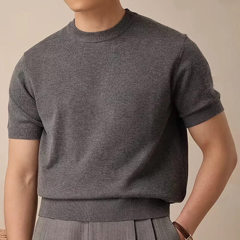 LVLAEA Men’s Charcoal Gray Round-Neck Short-Sleeve T-Shirt