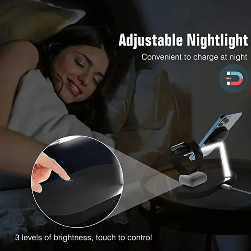 3-in-1 Magnetic Wireless Charger Stand – Fast Charging Station for iPhone, Apple Watch & AirPods