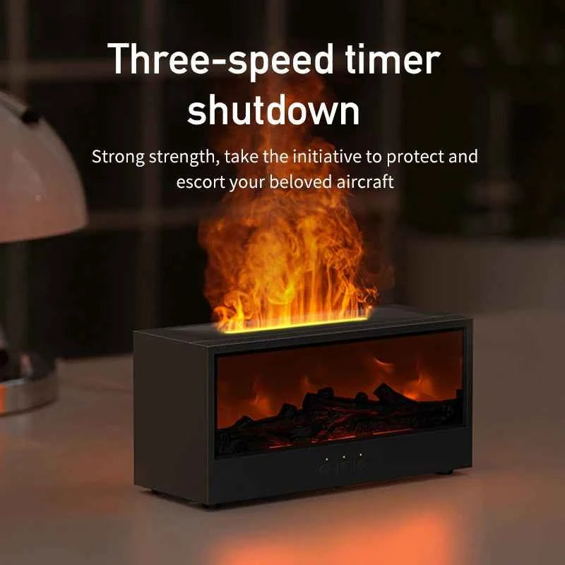VISSKO Creative Fireplace Air Humidifier Waterless Auto-Off Aroma Essential Oil Diffuser with LED Light Remote Control for Gift
